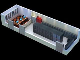 嘉兴数据中心机房效果图设计_消防控制室安防设备效果图制作